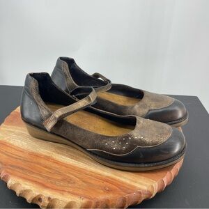 NAOT Sincere Mary Jane Brown Shimmer Flats Shoes Sz 42 US 11